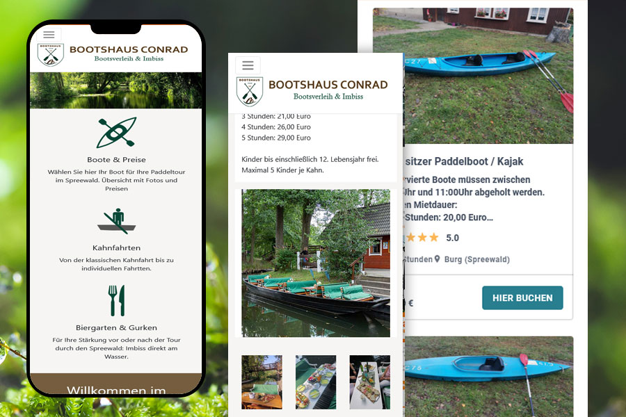 Website für das Bootshaus Conrad in Burg