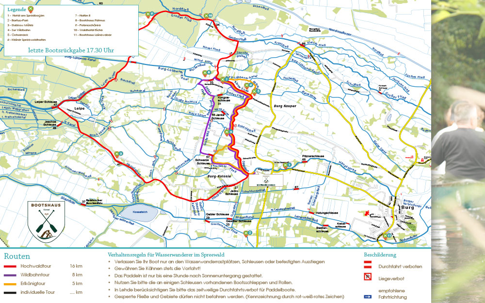 Wasserwanderkarte für das Bootshaus Conrad