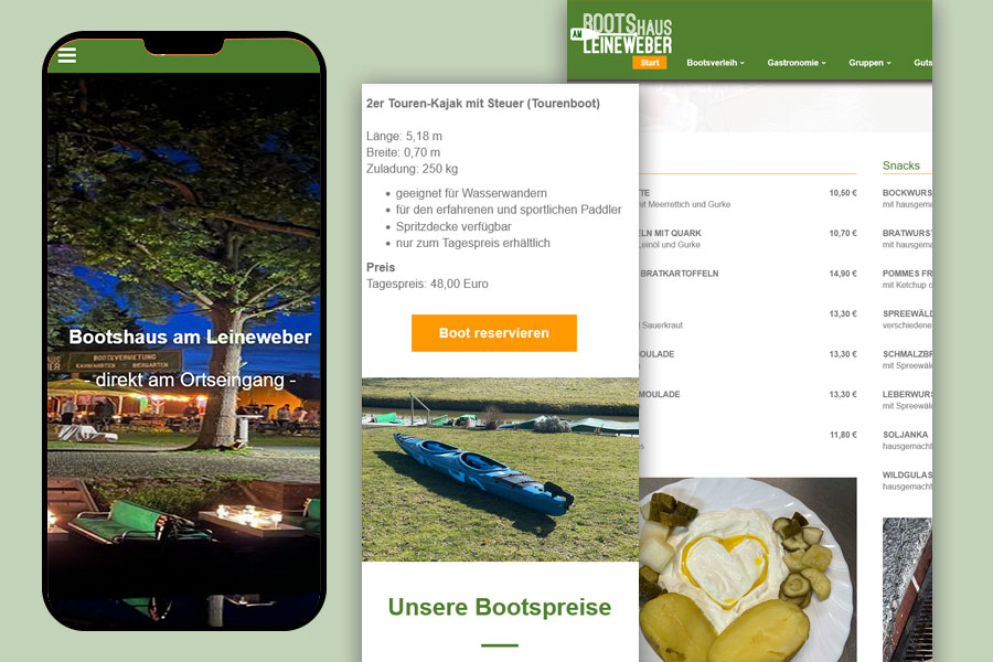 tWebsite für das Bootshaus am Leineweber